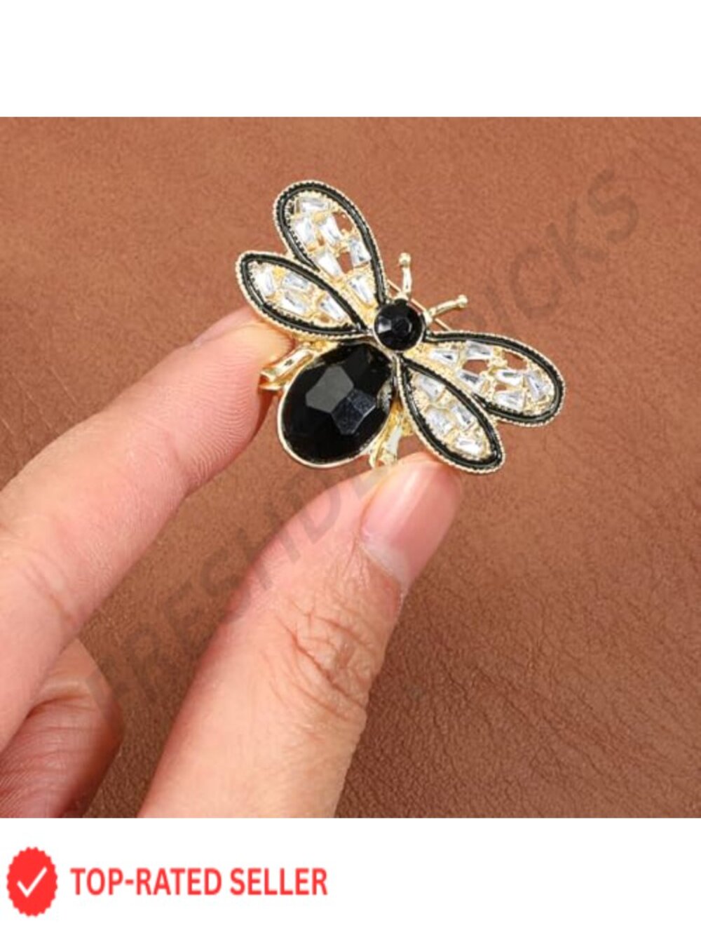 Bee Brooch Pin Rhinestone Crystal Insect Lapel Pin - Picture 2 of 6